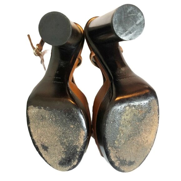 BURBERRY Women’s Sz 39 US 8.5 Carmel Brown Equestrian Style Sling Back Heels - Picture 11 of 12